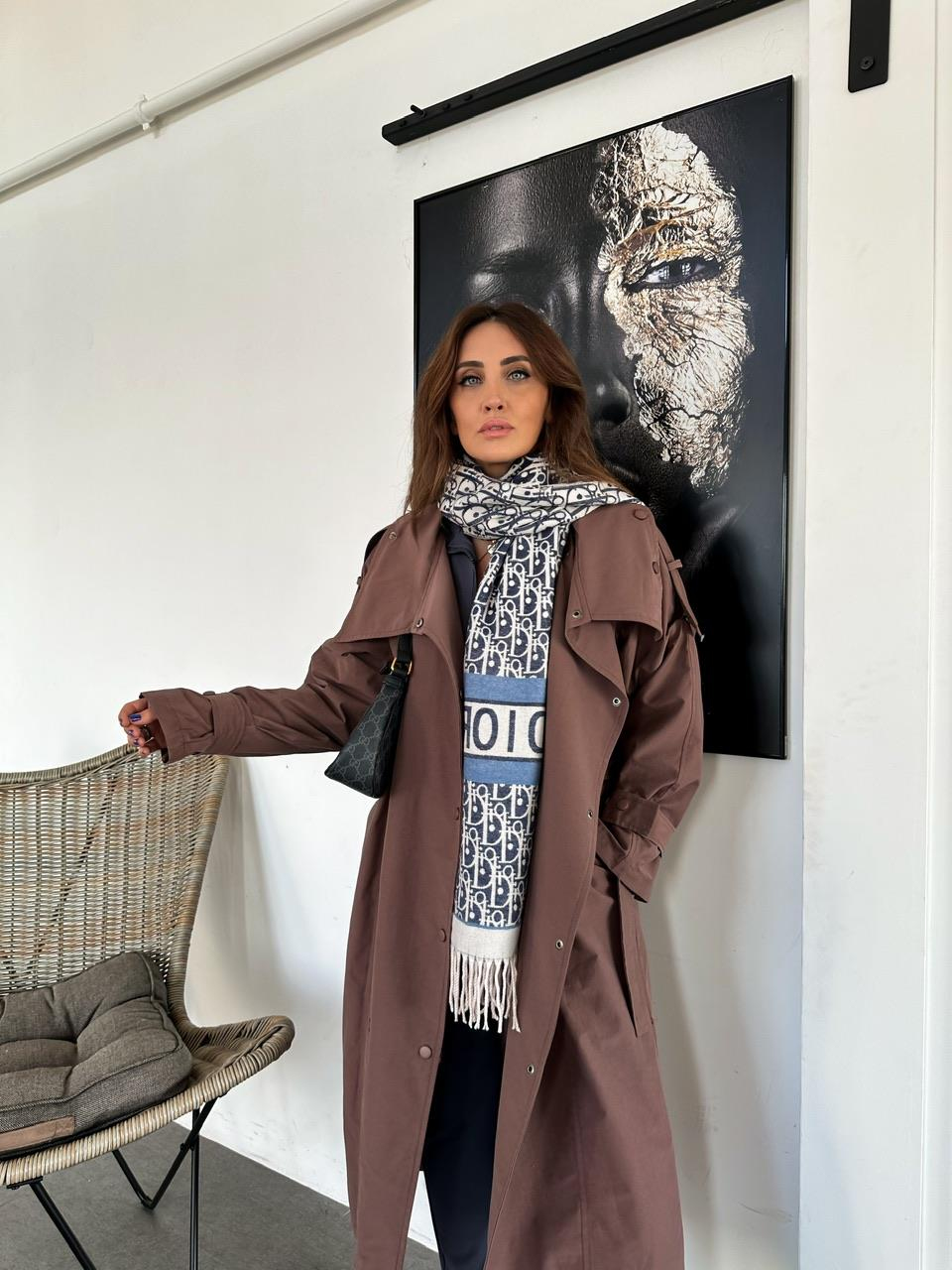 Kahve Çıtçıtlı Manşetli Trençkot