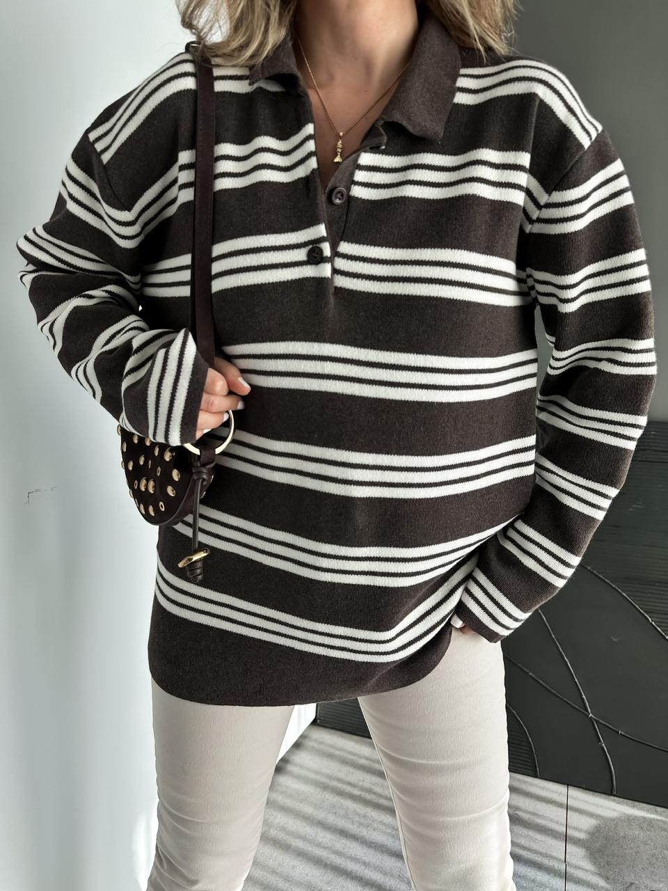 Kahve Çizgili Marka Model Kazak