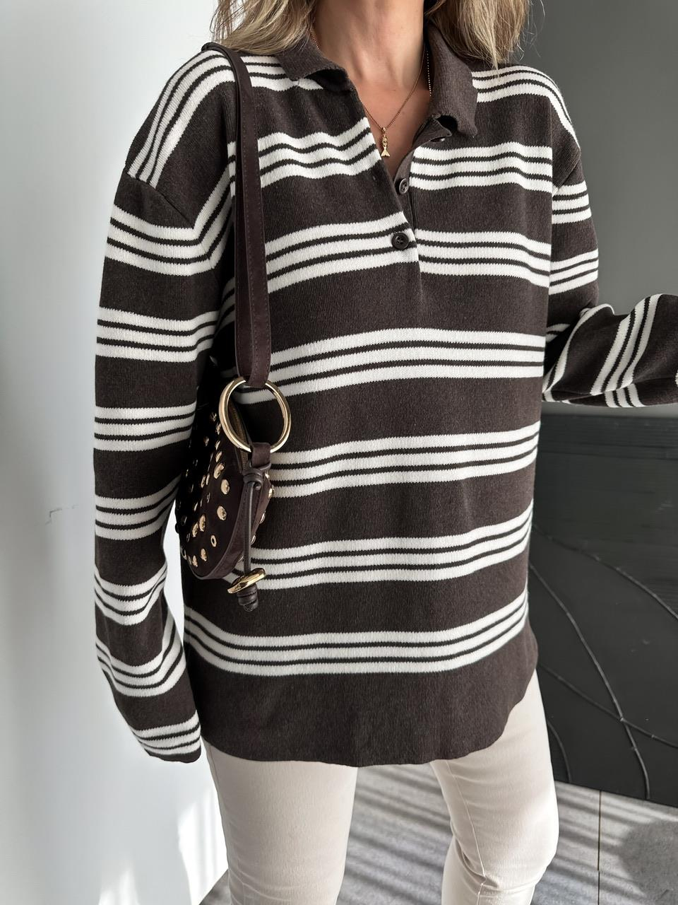 Kahve Çizgili Marka Model Kazak