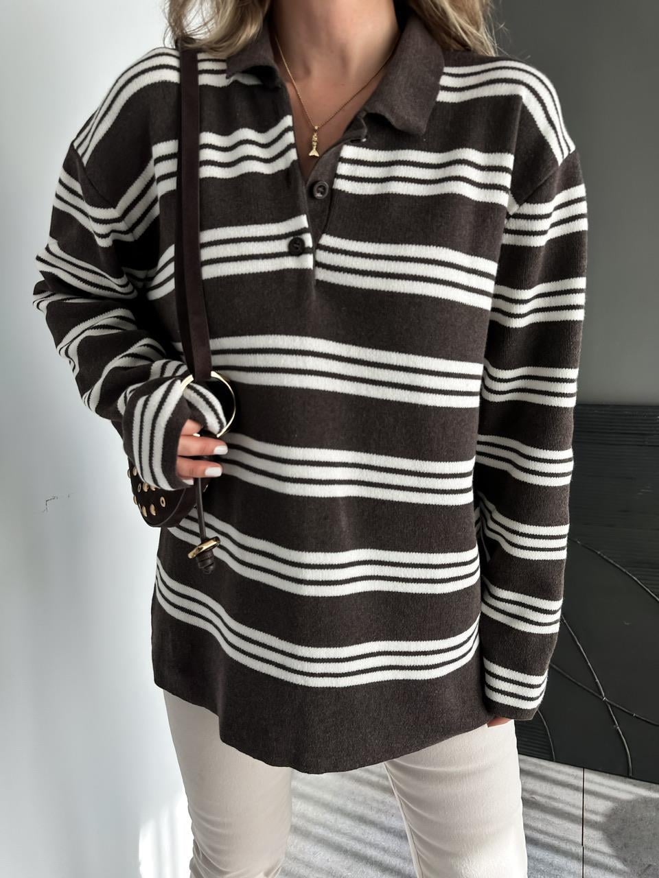 Kahve Çizgili Marka Model Kazak