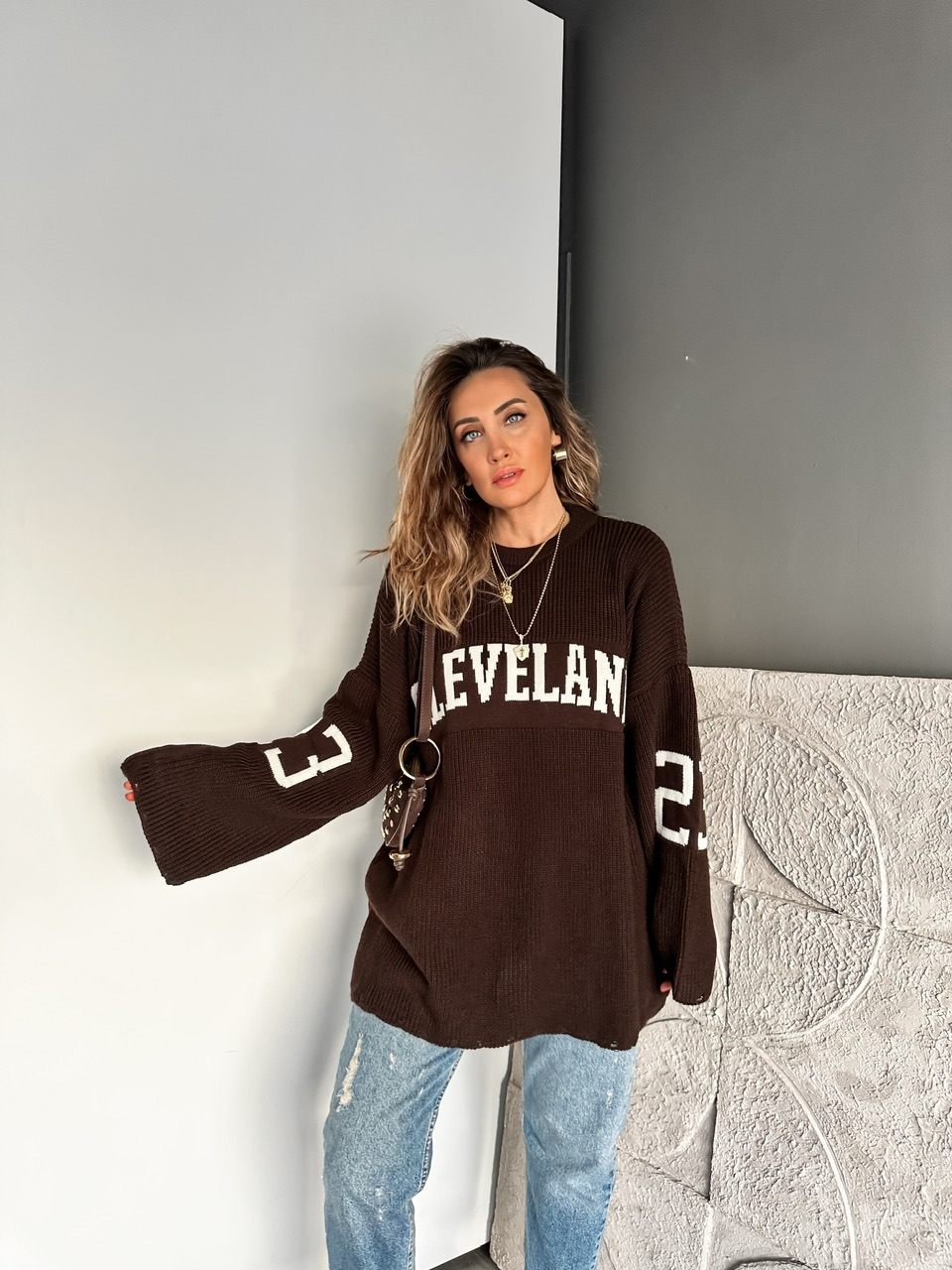 Kahve Cleveland Oversize Kazak