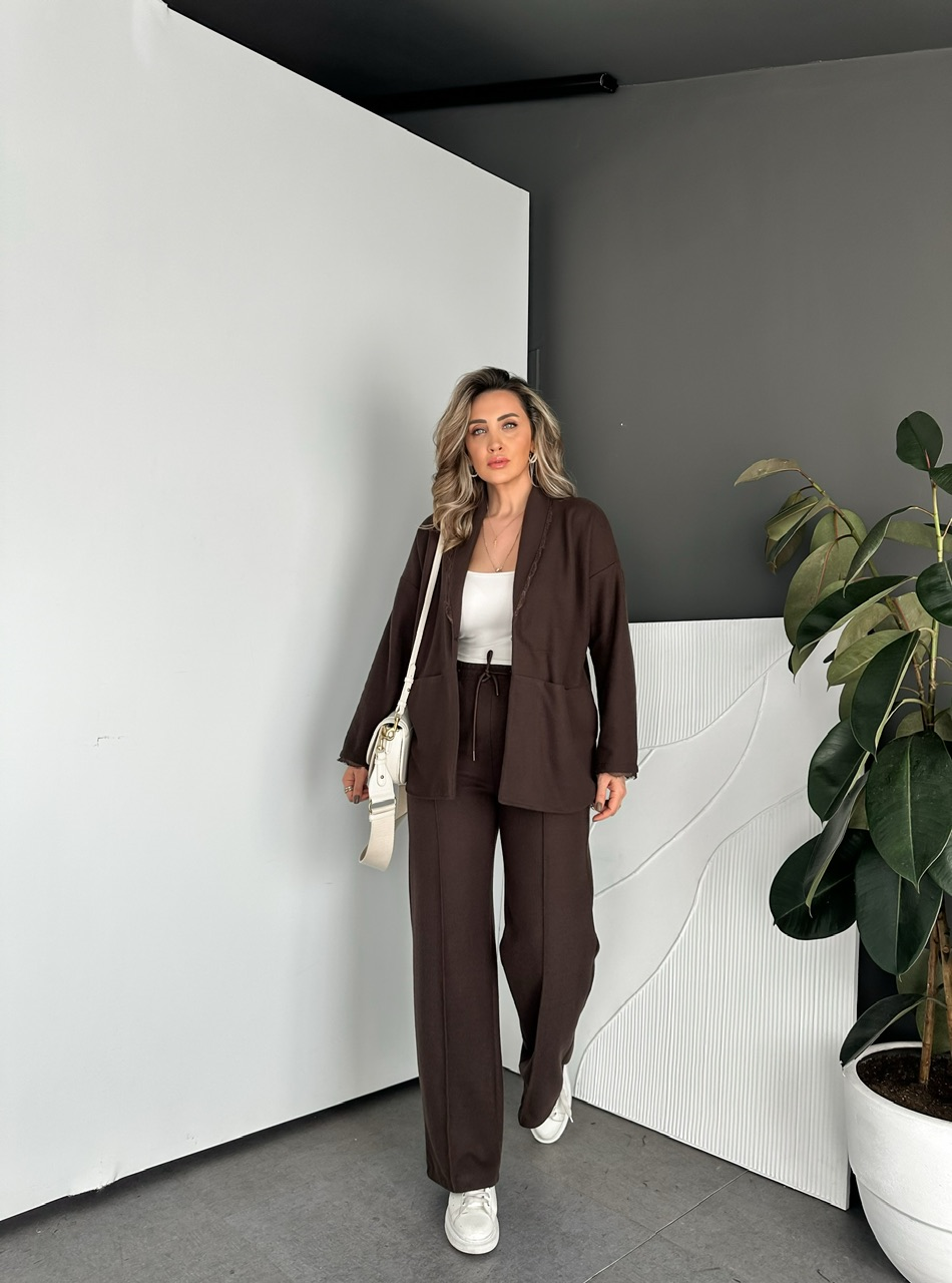 Kahve Dantelli Kaşkorse Takım