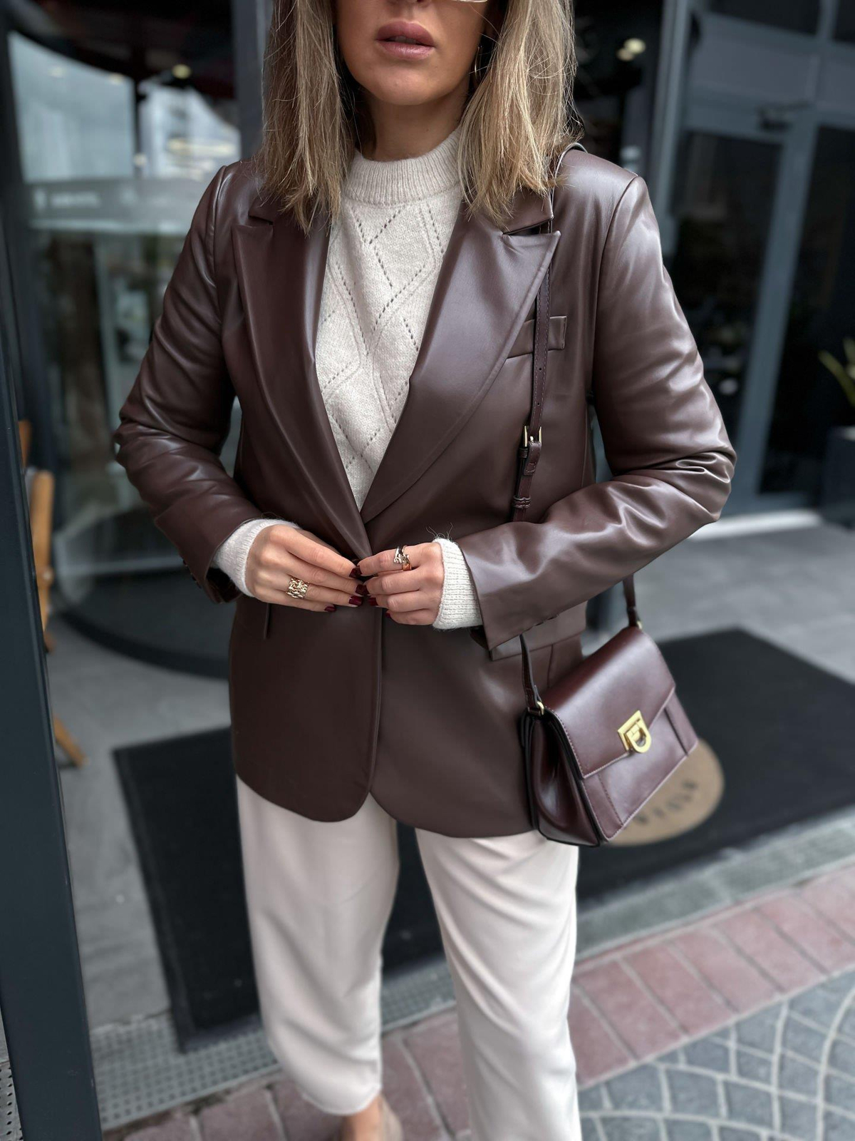 Kahve Deri Blazer Ceket