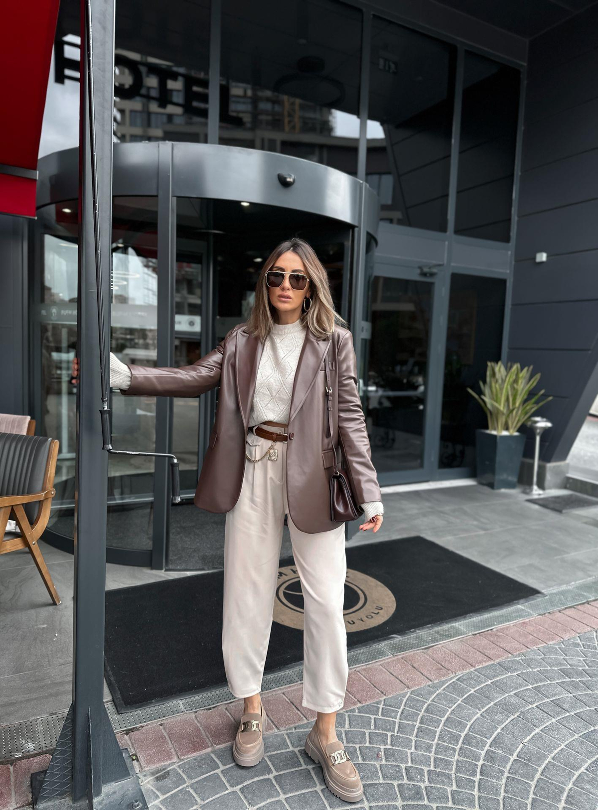 Kahve Deri Blazer Ceket