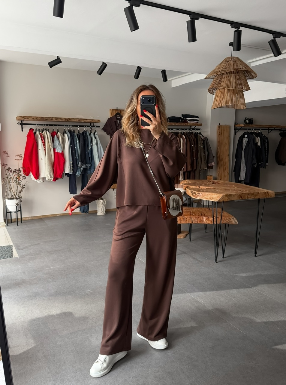 Kahve Dikiş Detaylı Oysho Takım