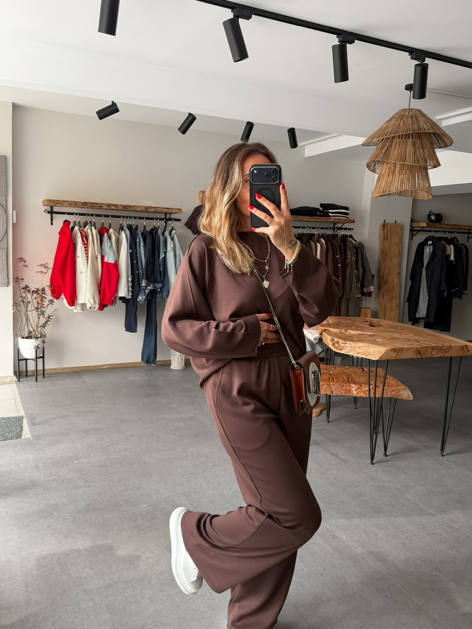 Kahve Dikiş Detaylı Oysho Takım