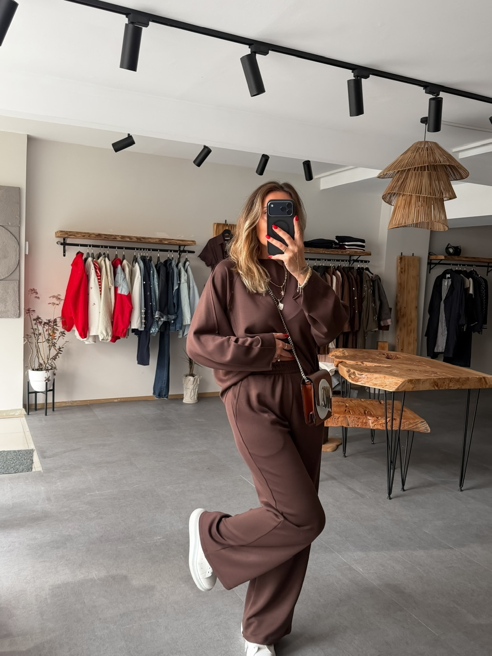 Kahve Dikiş Detaylı Oysho Takım