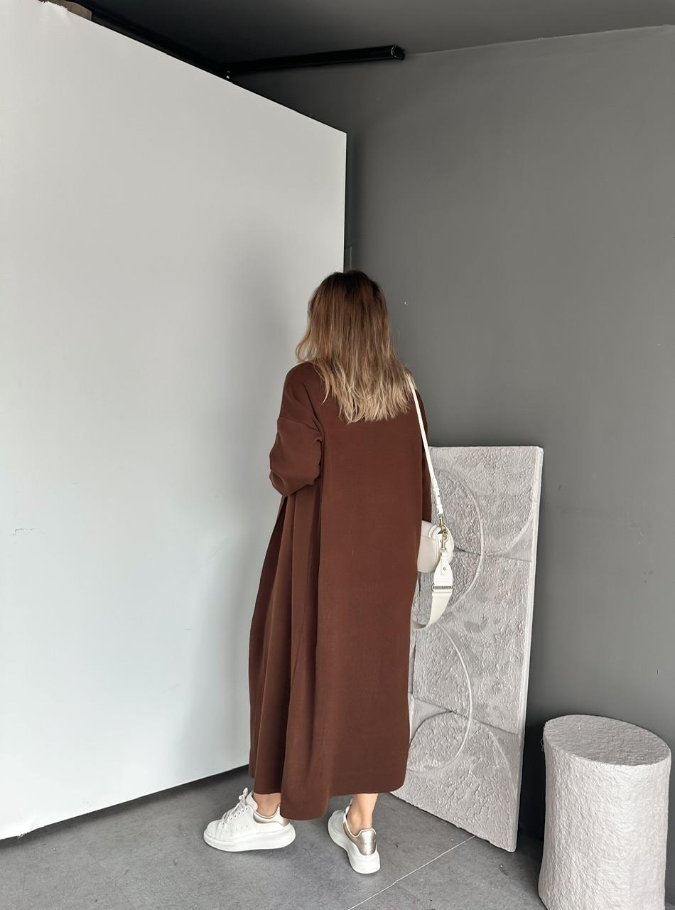 Kahve Elbise Hırka Triko Takım