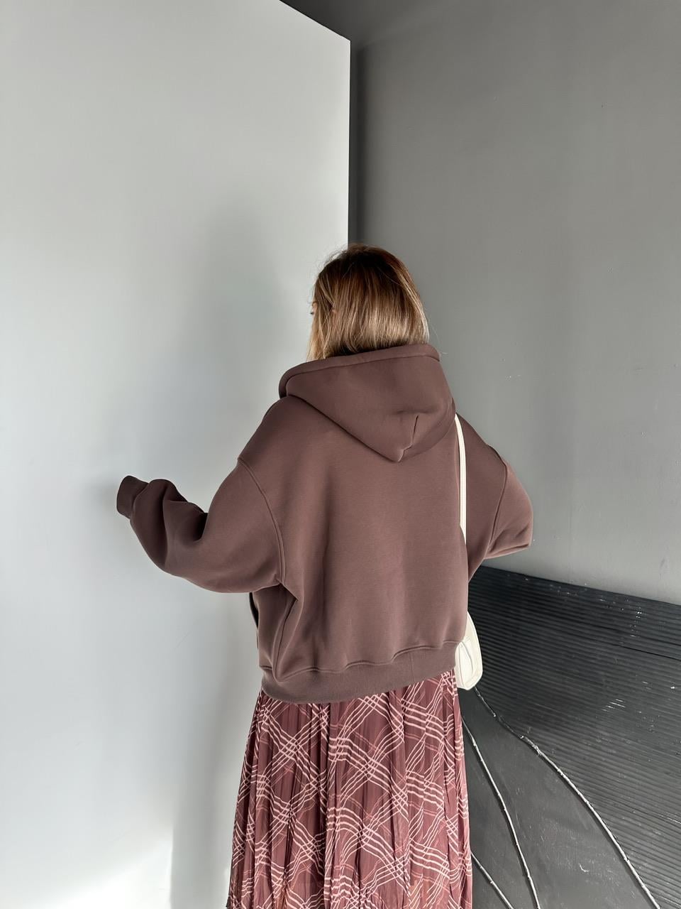Kahve Fermuarlı Şardonlu Sweatshirt