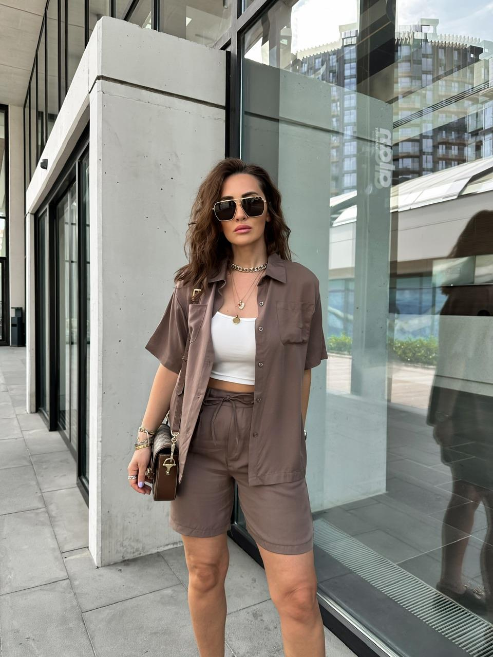Kahve Gömlek Şort Marka Model Takım