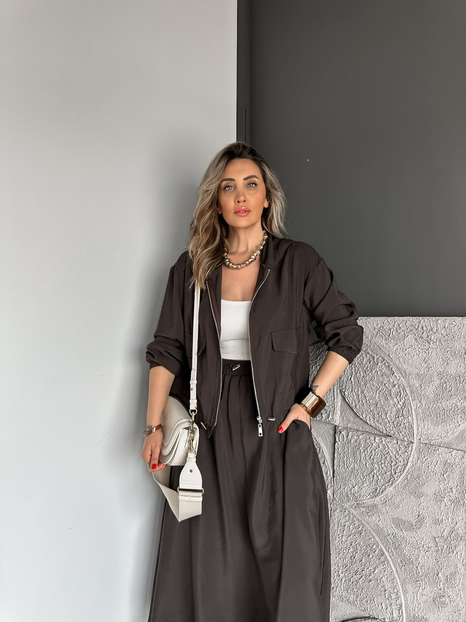 Kahve Kapak Cepli Etekli Modal Takım