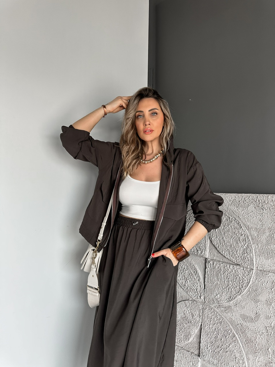 Kahve Kapak Cepli Etekli Modal Takım