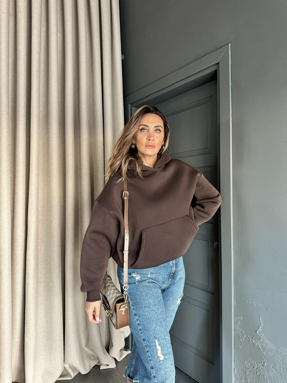 Kahve Karguru Cepli Sweatshirt