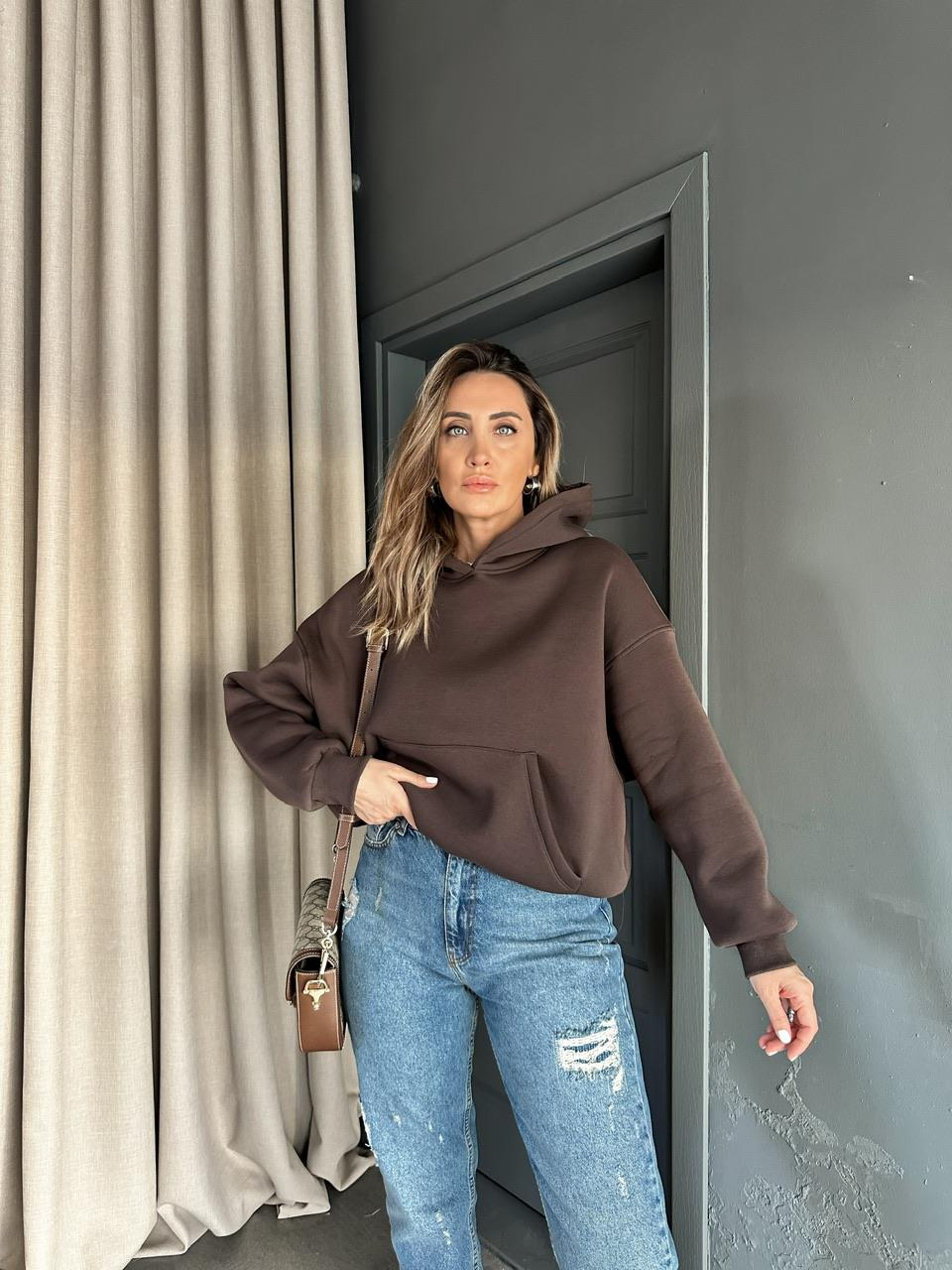 Kahve Karguru Cepli Sweatshirt
