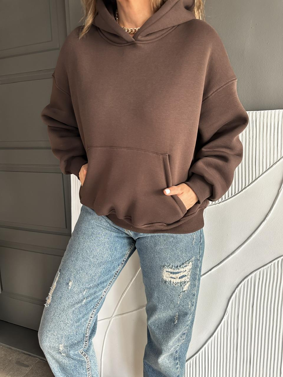 Kahve Karguru Cepli Sweatshirt