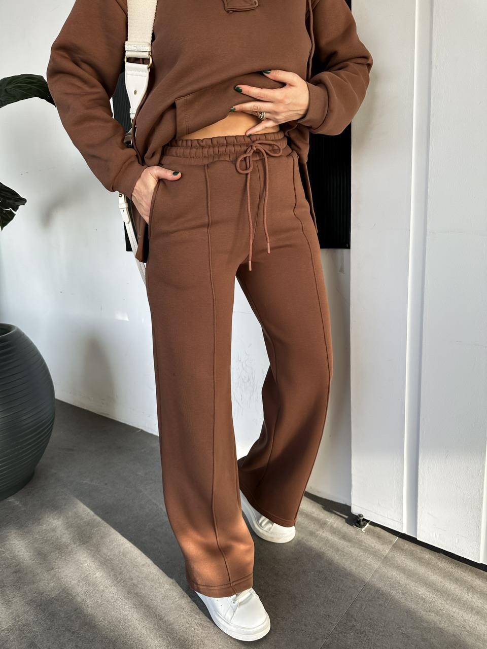 Kahve Kenarları Çıtçıtlı Kapşonlu Takım