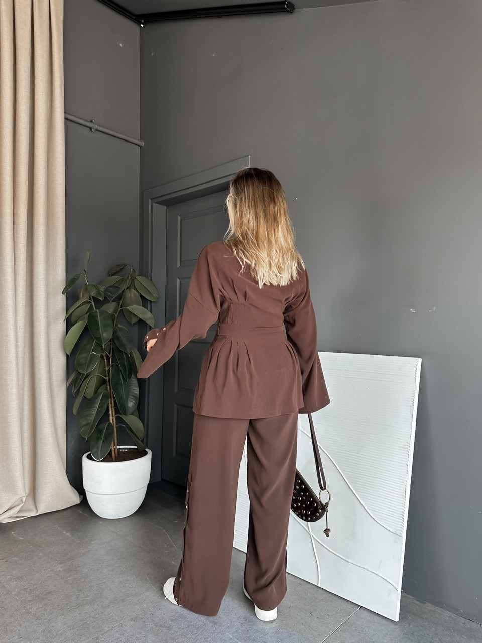 Kahve Kol Paça Çıtçıtlı Premium Takım