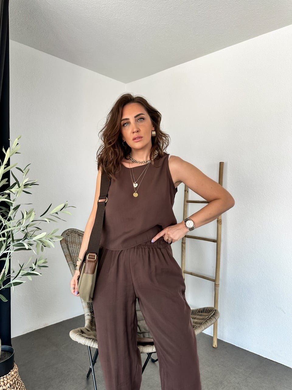 Kahve Kolsuz Tensel Soft Takım