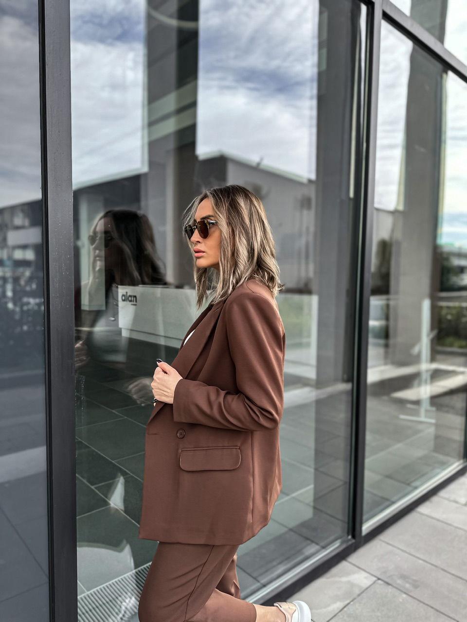 Kahve Kruvaze Blazer Ceket