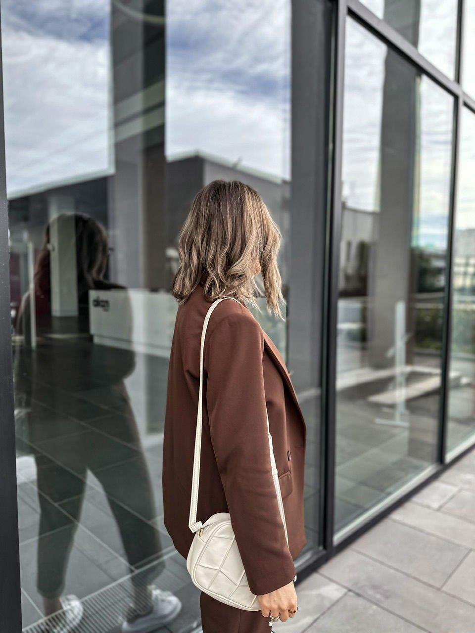 Kahve Kruvaze Blazer Ceket