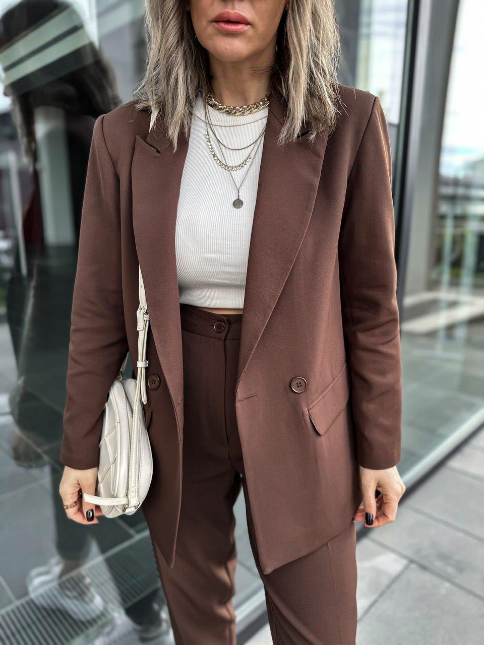 Kahve Kruvaze Blazer Ceket
