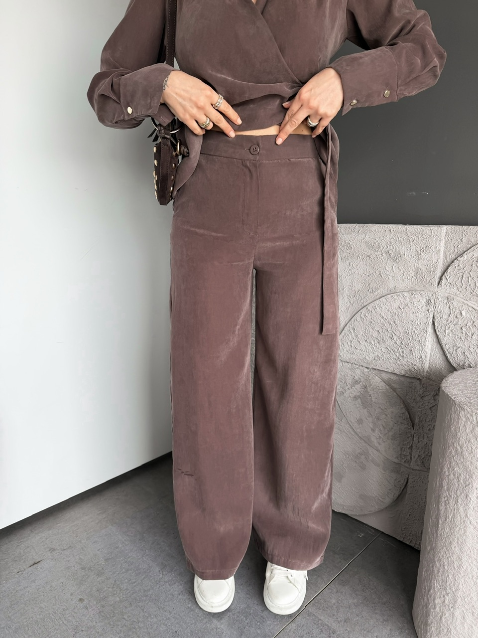 Kahve Kruvaze Tokalı Tensel Takım
