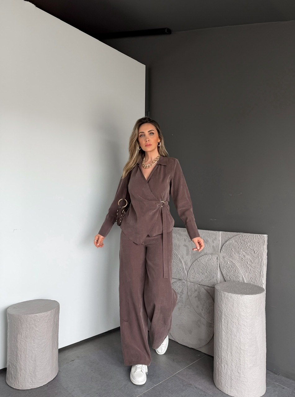Kahve Kruvaze Tokalı Tensel Takım