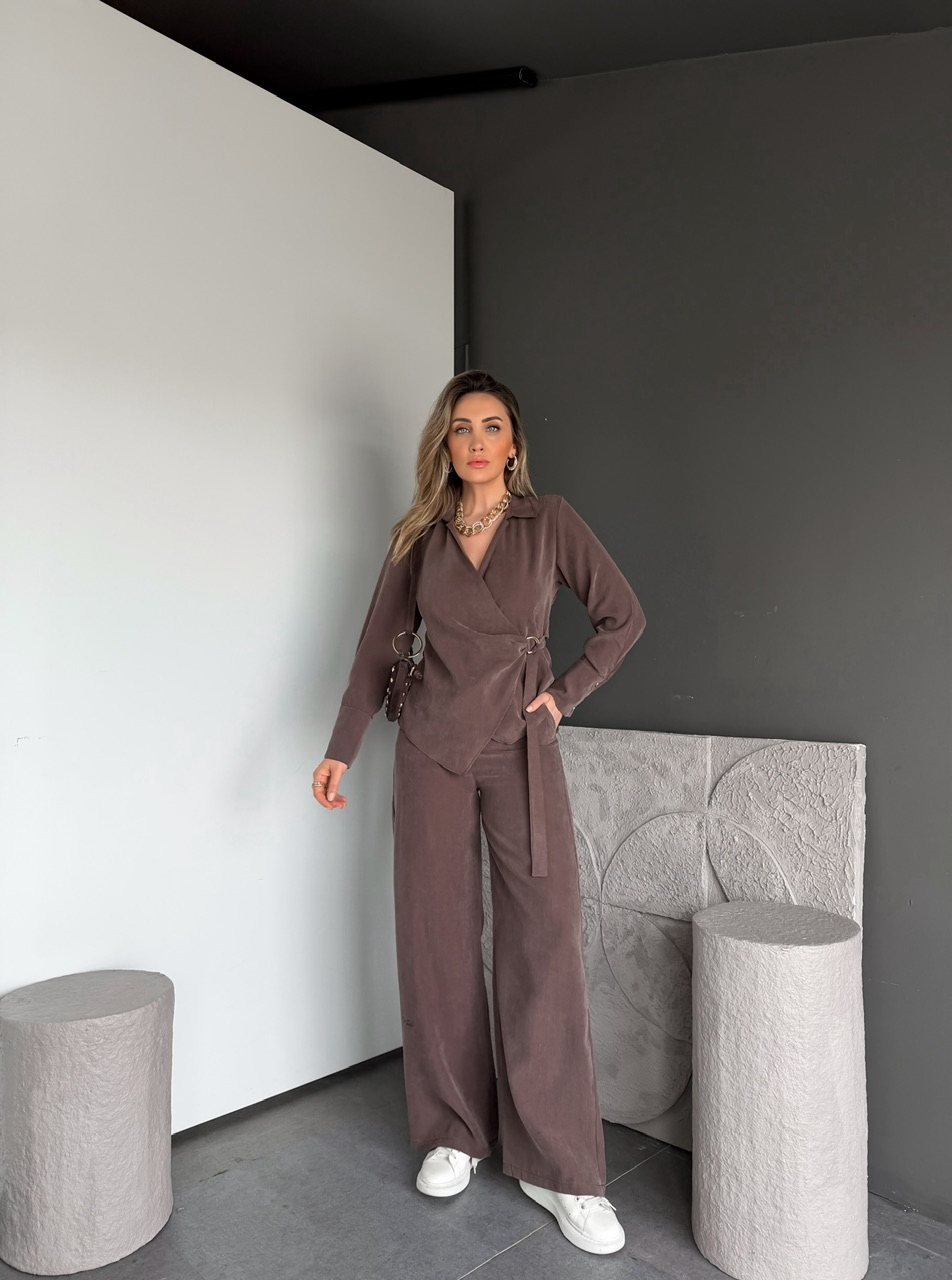 Kahve Kruvaze Tokalı Tensel Takım