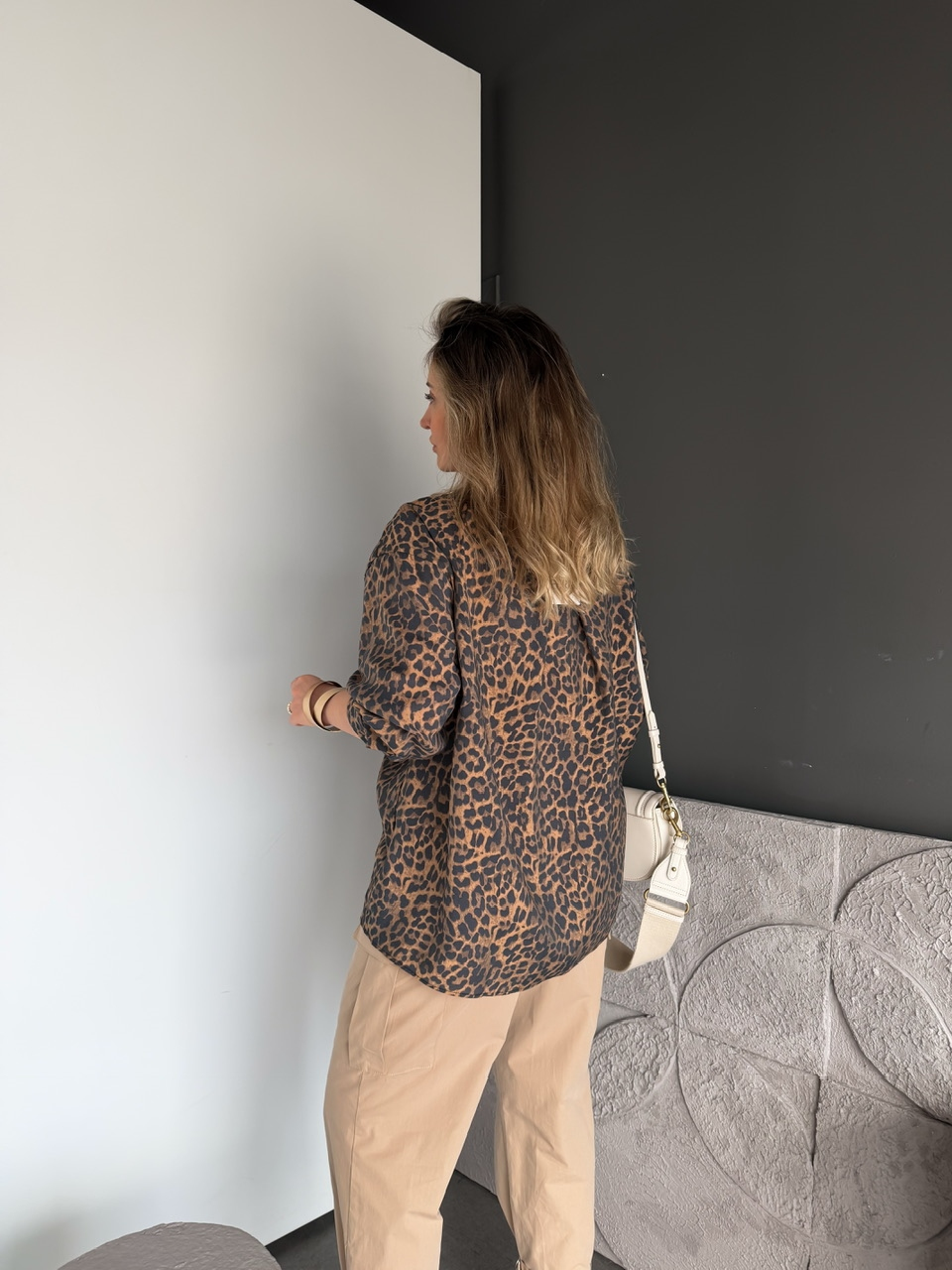 Kahve Leopar Oversize Gömlek