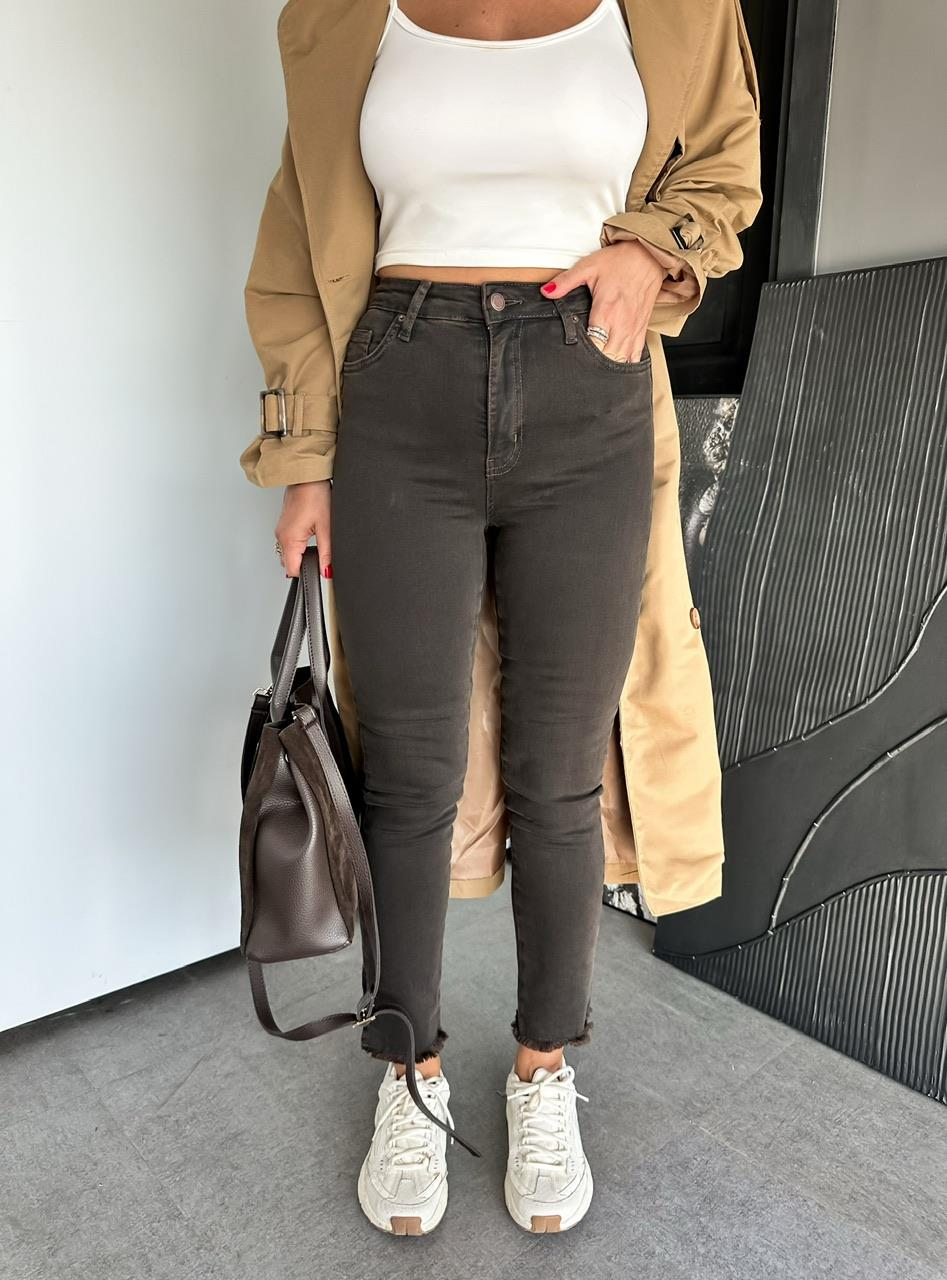 Kahve Likralı Slim Fit Premium Jean