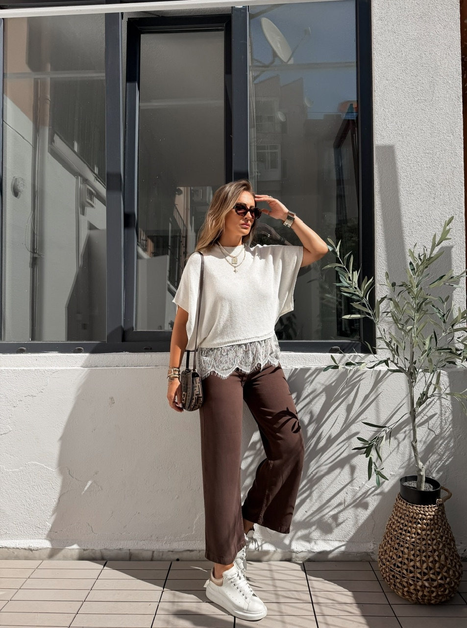 Kahve Likralı Tensel Culatte Jean