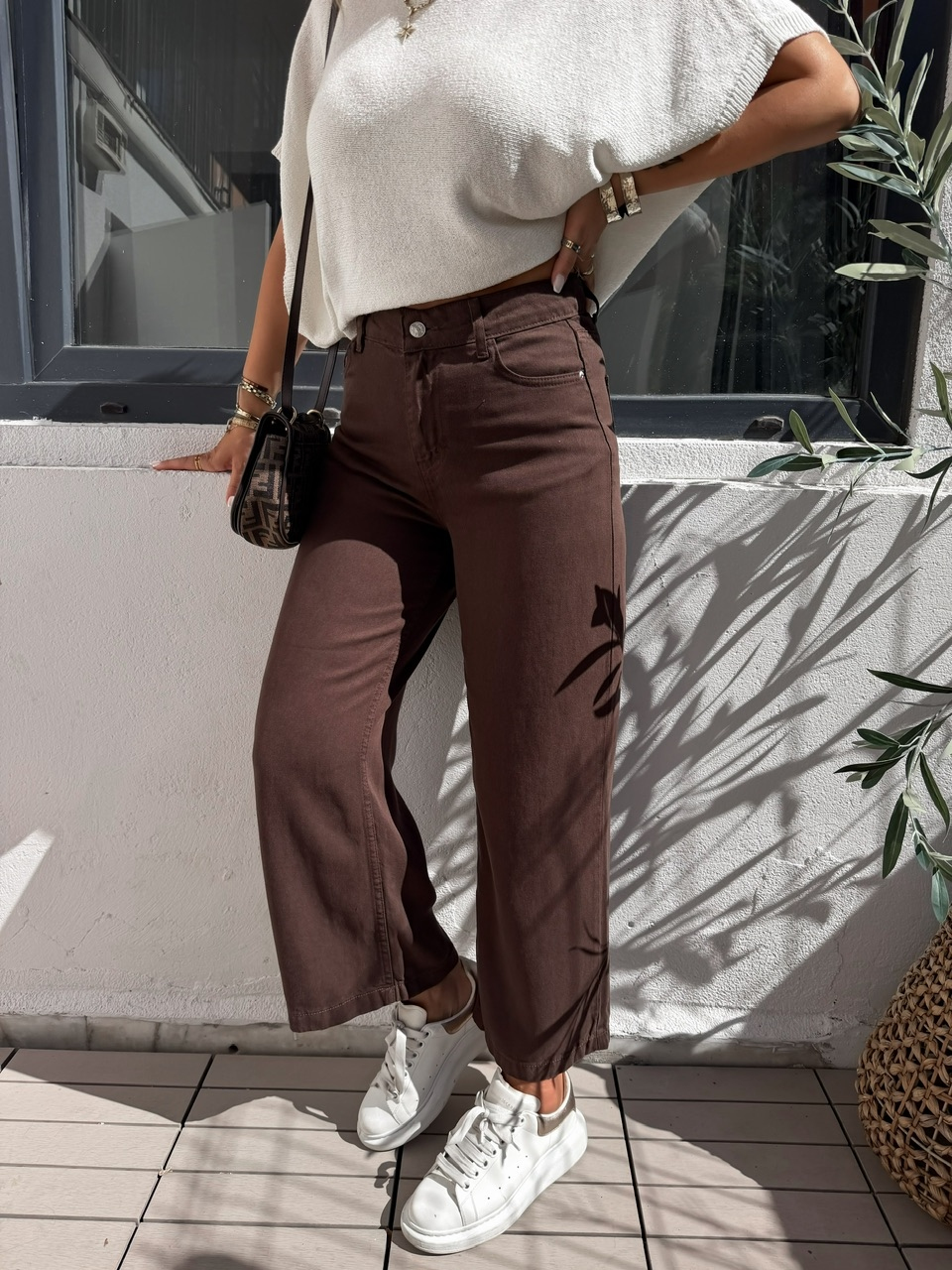 Kahve Likralı Tensel Culatte Jean