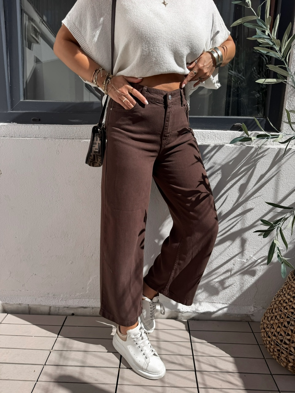 Kahve Likralı Tensel Culatte Jean