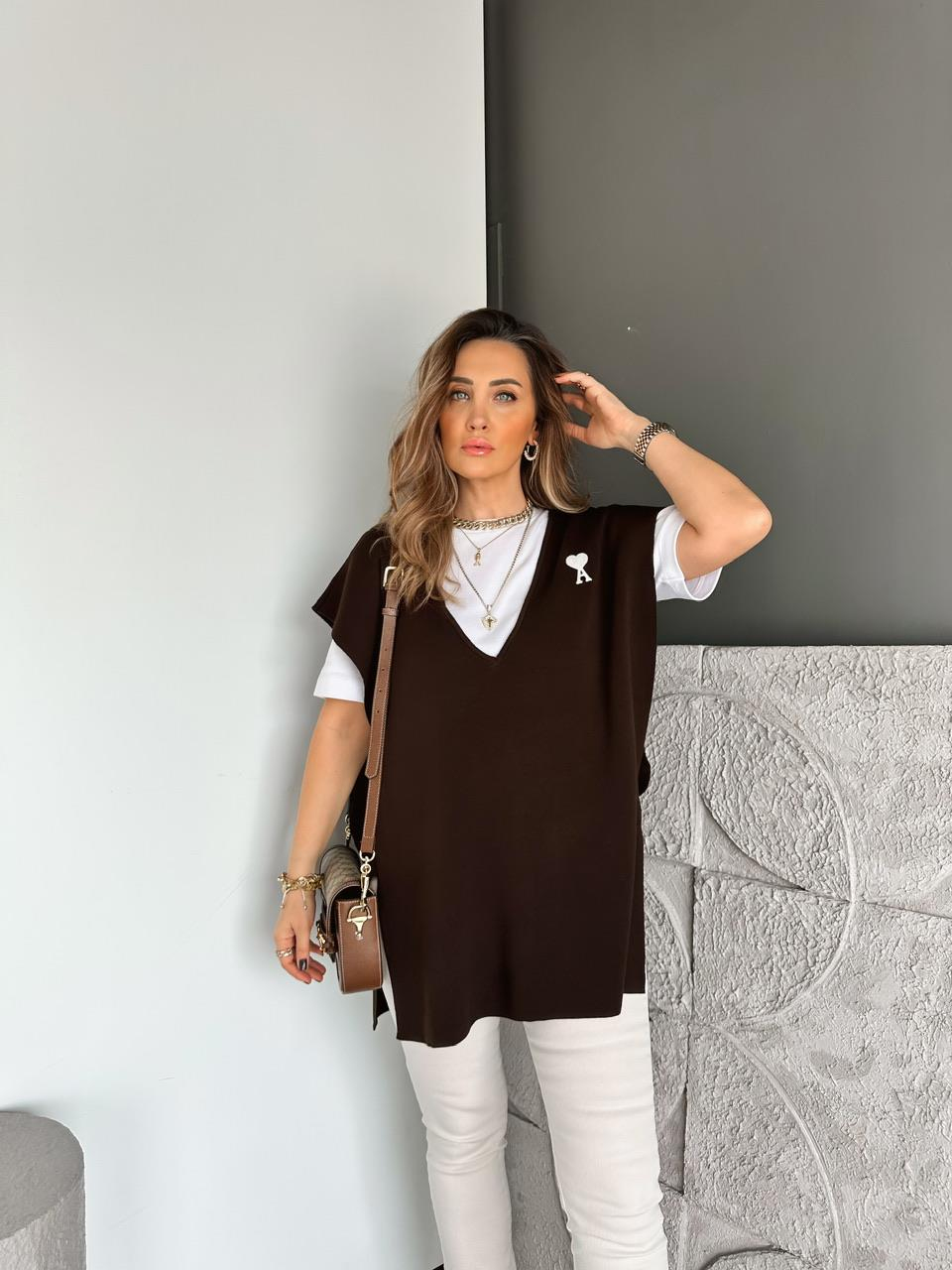 Kahve Logolu Triko Tunik