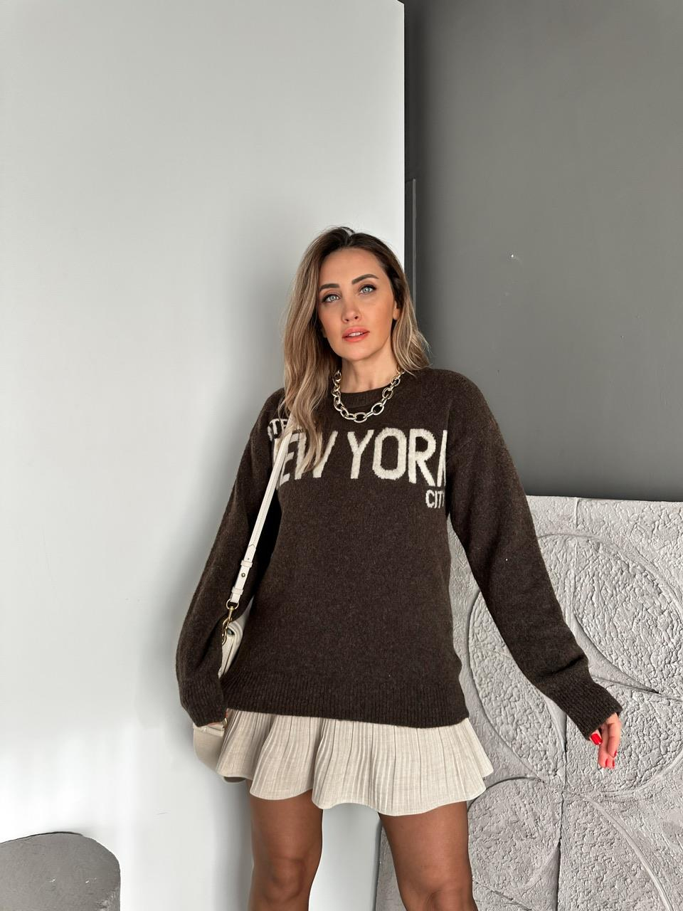 Kahve New York Yazılı Kazak