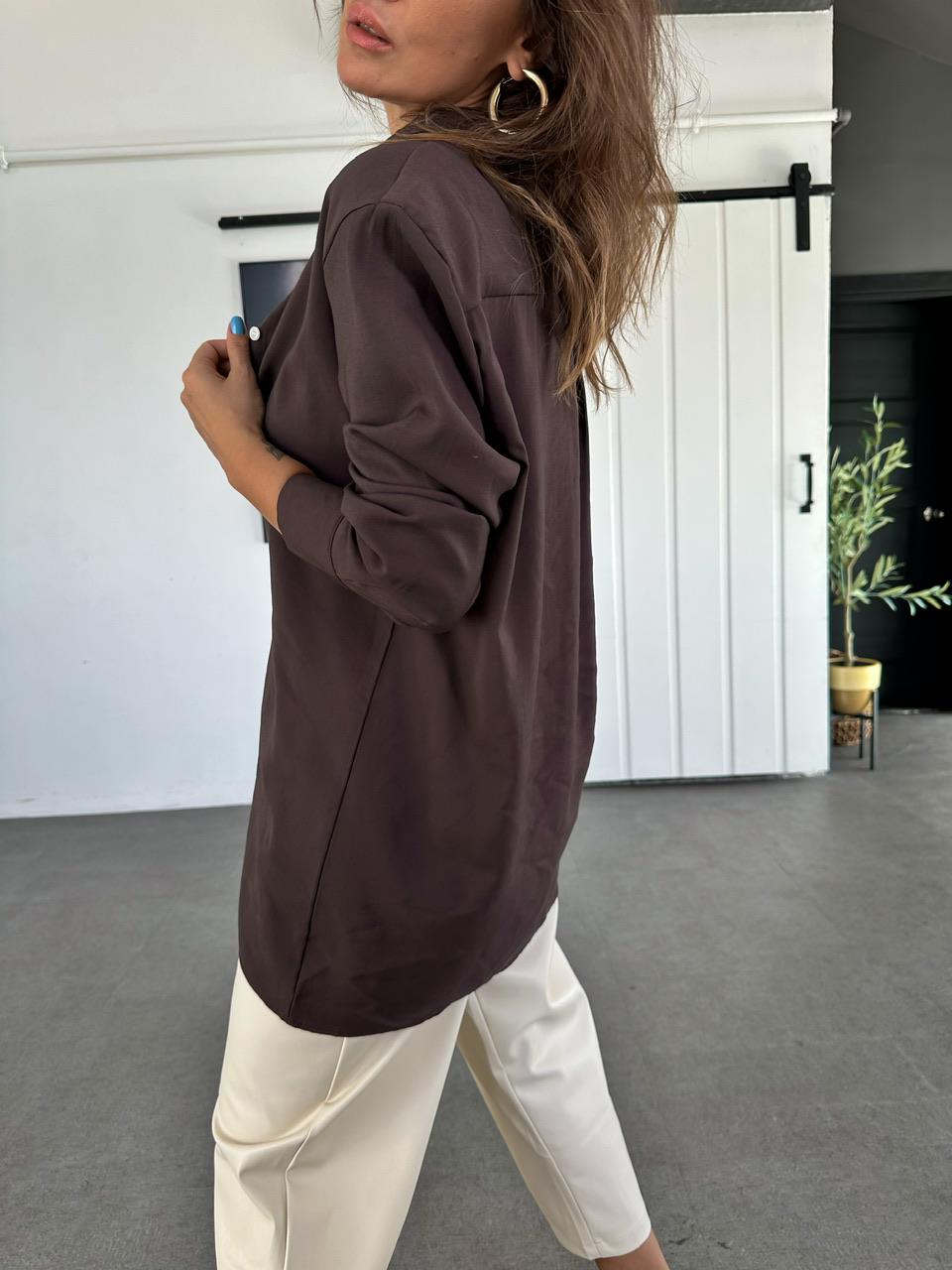 Kahve Oversize Cotton Gömlek