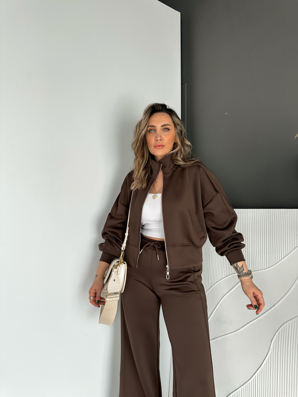 Kahve Paçası Yırtmaçlı Scuba Takım