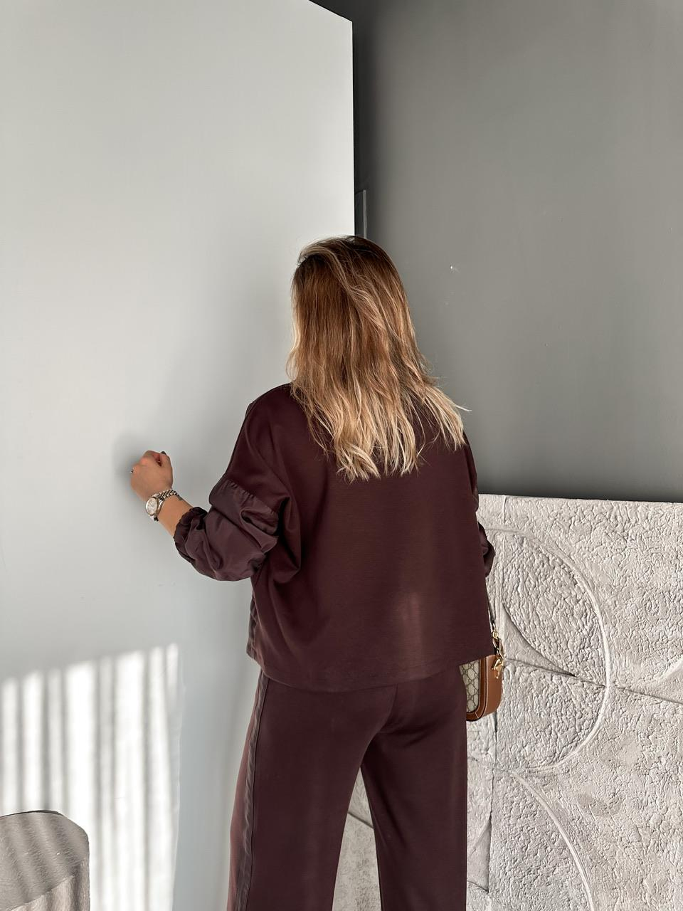 Kahve Paraşüt Mix Fermuarlı Mont Takım