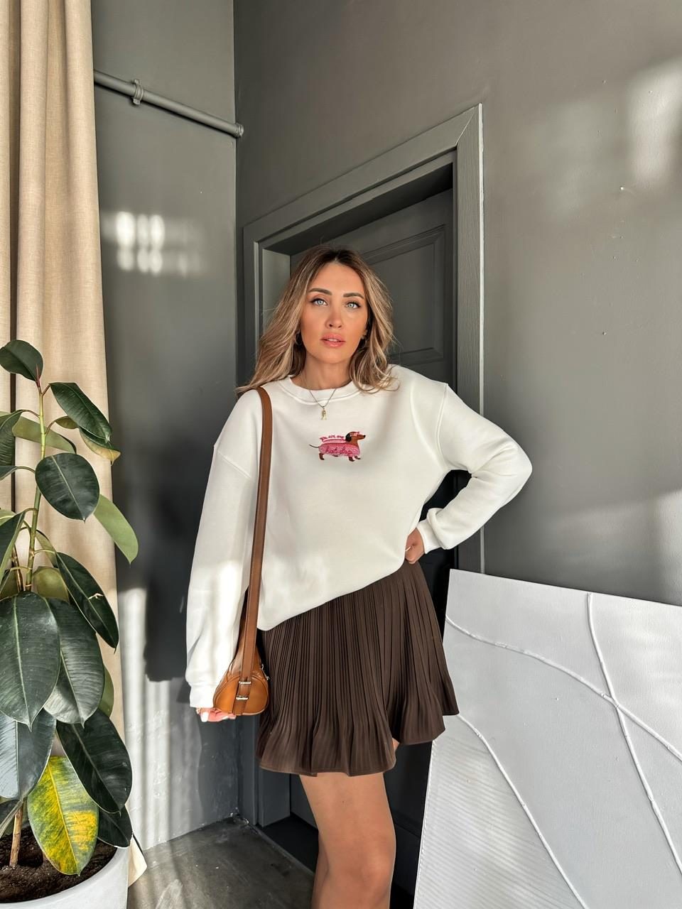 Kahve Pileli Şort Etek