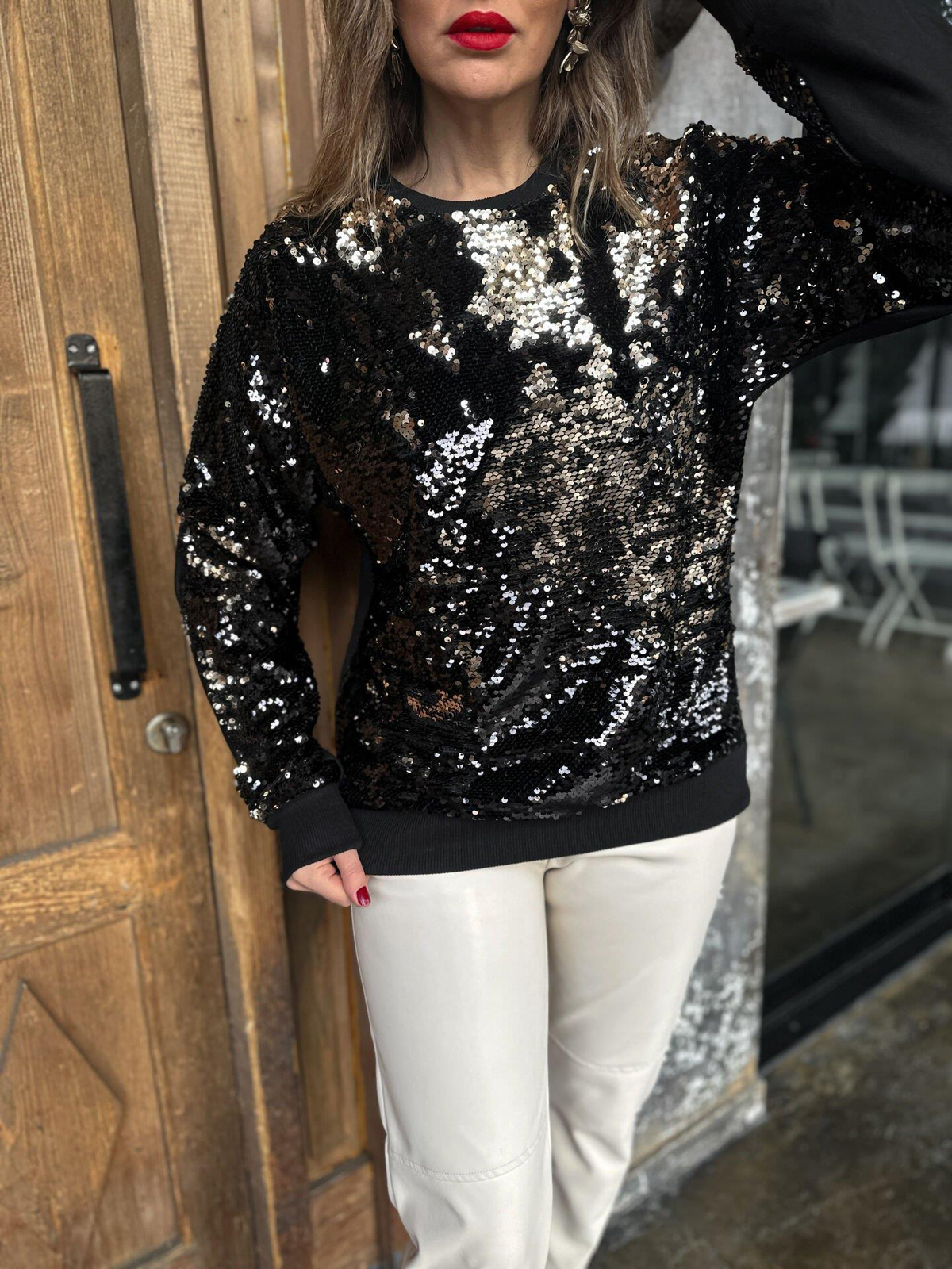 Kahve Pul Detaylı Sweatshirt