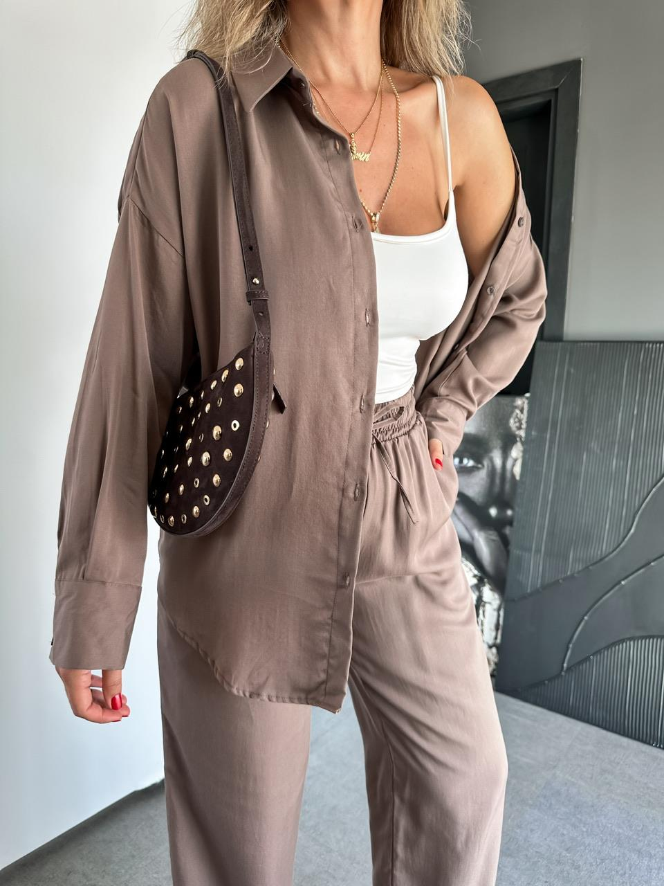 Kahve Relax Gömlek Pantolon Takım
