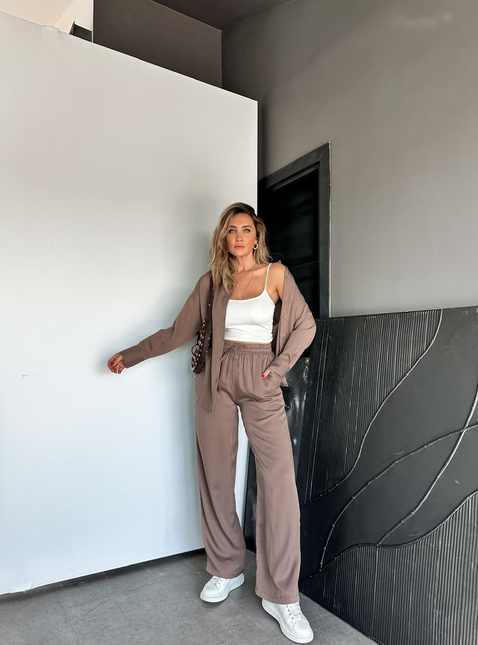 Kahve Relax Gömlek Pantolon Takım