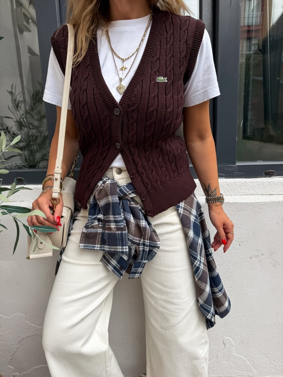Kahve Saç Örgülü Marka Model Yelek