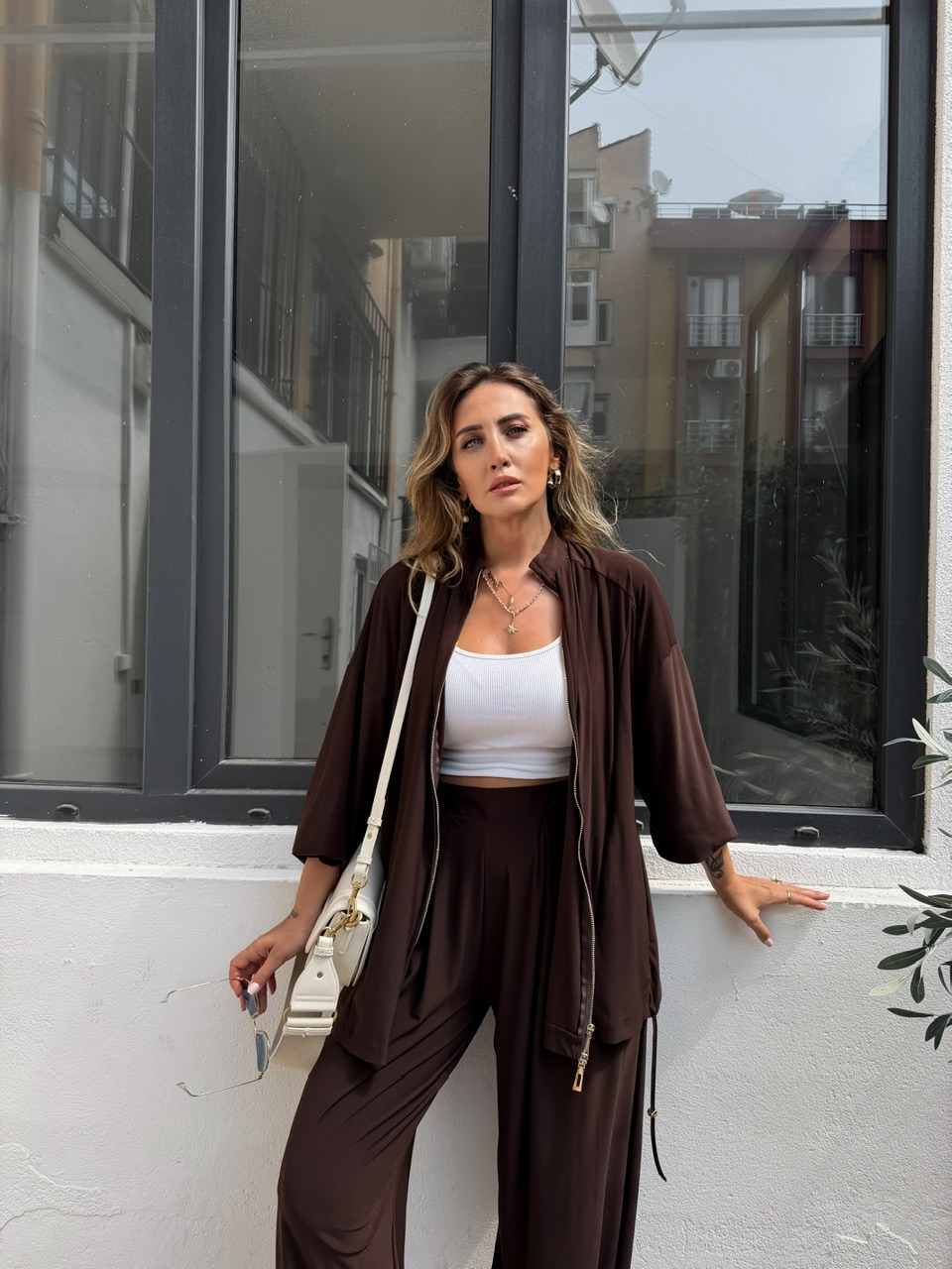 Kahve Şalvarlı Full Likralı Takım