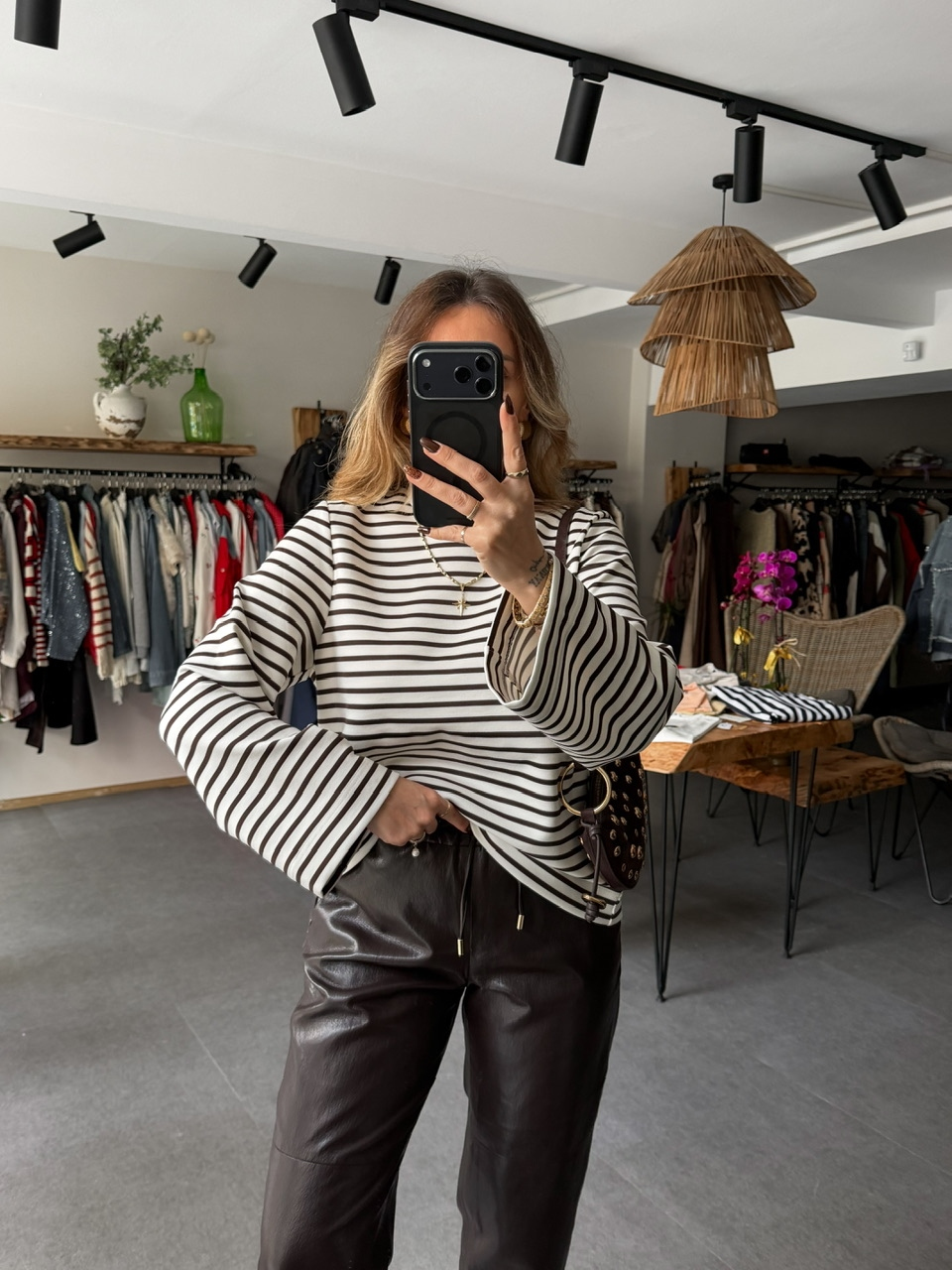 Kahve Scuba Çizgili Sweatshirt