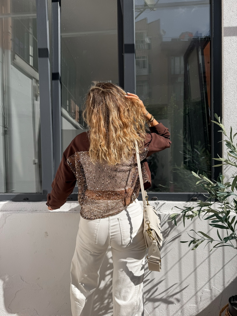 Kahve Sırtı Pullu Tasarım Ceket