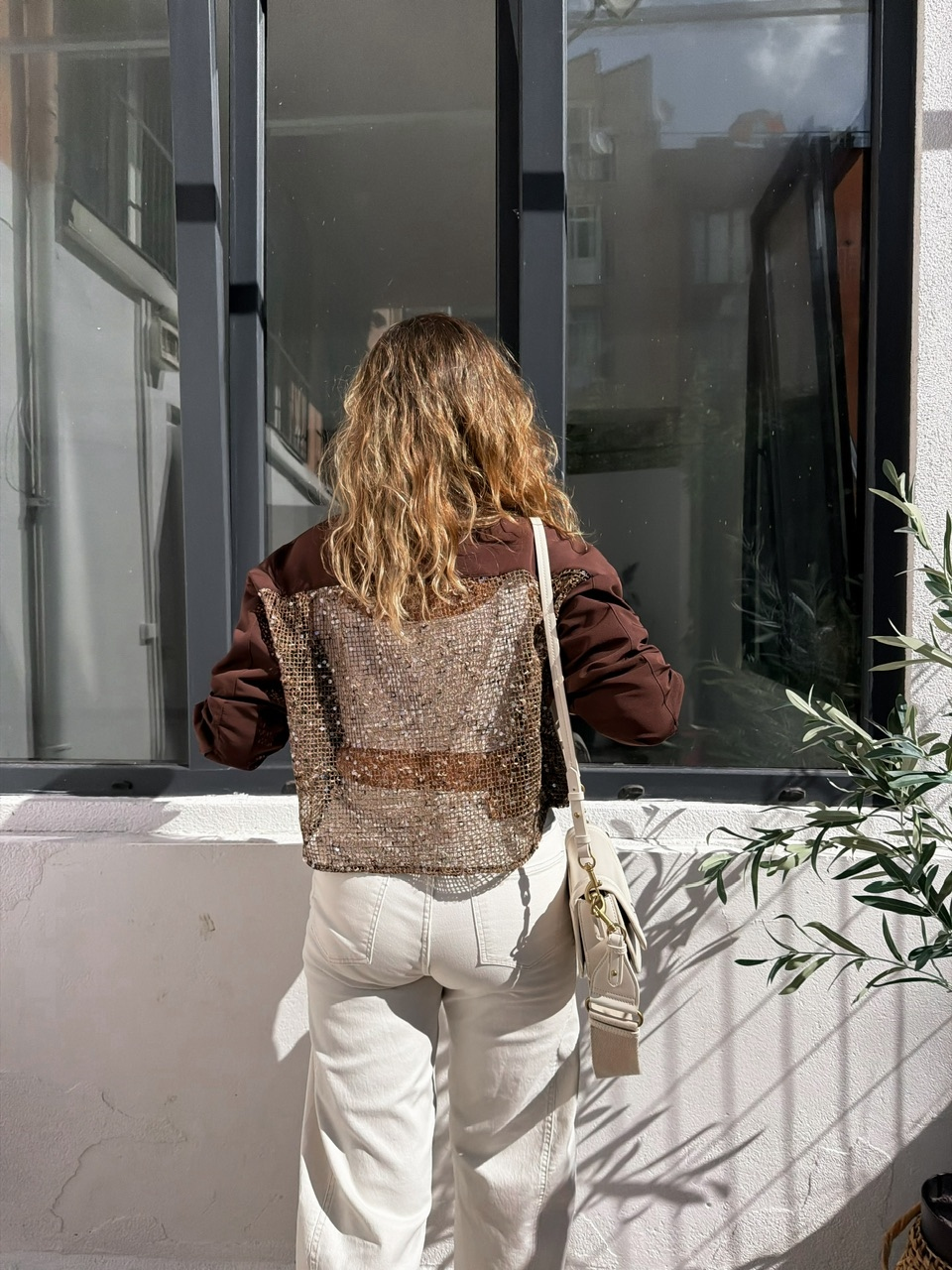 Kahve Sırtı Pullu Tasarım Ceket