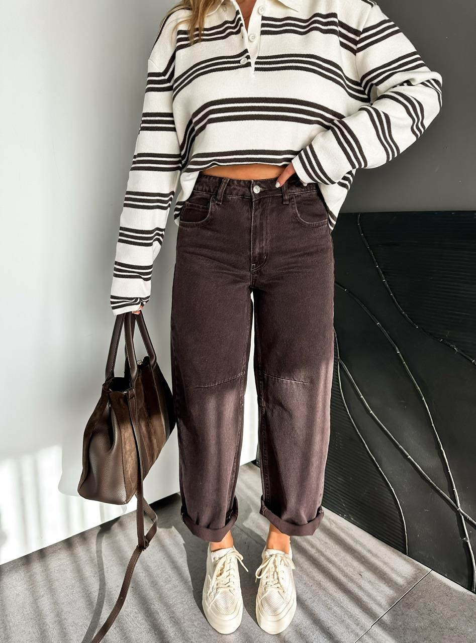 Kahve Slouchy Prmeium Jean