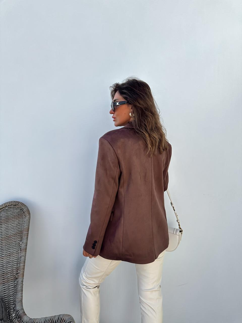 Kahve Süet Blazer Ceket