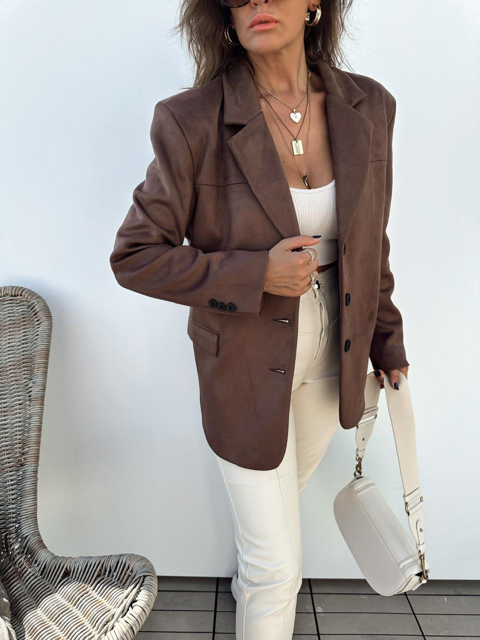 Kahve Süet Blazer Ceket
